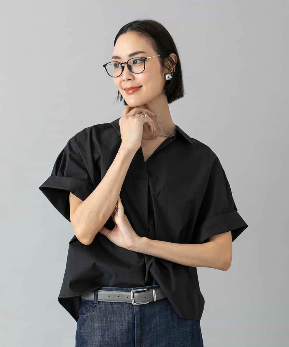 FMBHD16230 MICHEL KLEIN(ミッシェルクラン) スキッパーシャツブラウス ベージュ