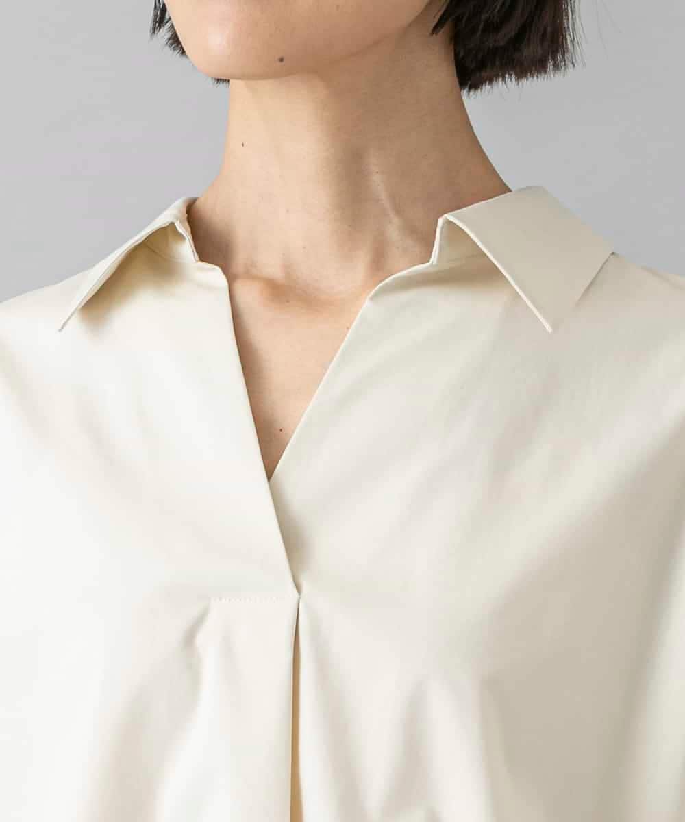 FMBHD16230 MICHEL KLEIN(ミッシェルクラン) スキッパーシャツブラウス ベージュ