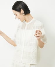 FMBHV51190 MICHEL KLEIN(ミッシェルクラン) [セットアップ対応]チェックジャカードレースブラウス ブラック(94)