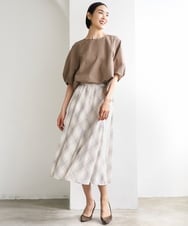 FMBID09230 MICHEL KLEIN(ミッシェルクラン) パフスリーブブラウス ライトブルー