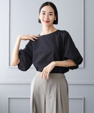 FMBID09230 MICHEL KLEIN(ミッシェルクラン) パフスリーブブラウス ライトブルー