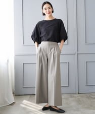 FMBID09230 MICHEL KLEIN(ミッシェルクラン) パフスリーブブラウス ライトブルー