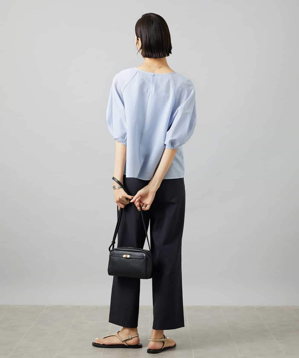 FMBID09230 MICHEL KLEIN(ミッシェルクラン) パフスリーブブラウス ライトブルー
