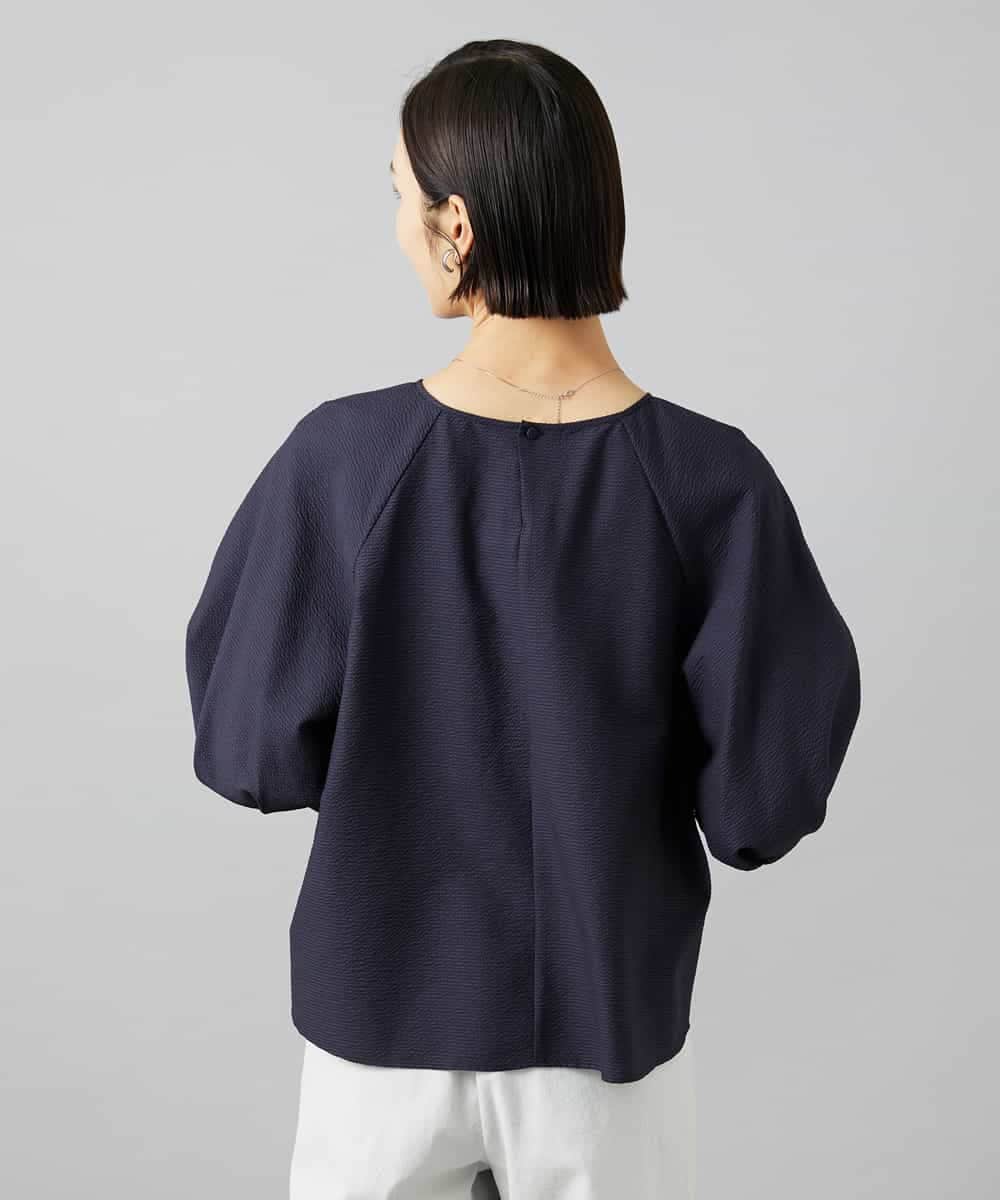 FMBID09230 MICHEL KLEIN(ミッシェルクラン) パフスリーブブラウス ライトブルー