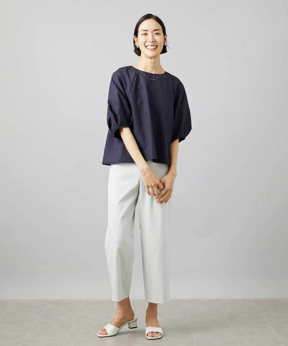 FMBID09230 MICHEL KLEIN(ミッシェルクラン) パフスリーブブラウス ライトブルー