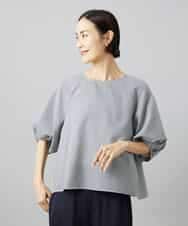 FMBID09230 MICHEL KLEIN(ミッシェルクラン) パフスリーブブラウス ライトブルー