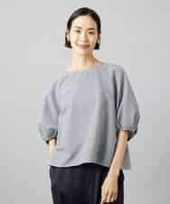 FMBID09230 MICHEL KLEIN(ミッシェルクラン) パフスリーブブラウス ライトブルー