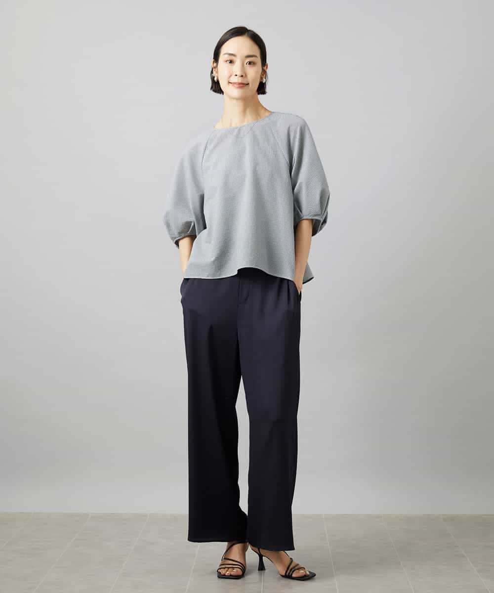 FMBID09230 MICHEL KLEIN(ミッシェルクラン) パフスリーブブラウス ライトブルー