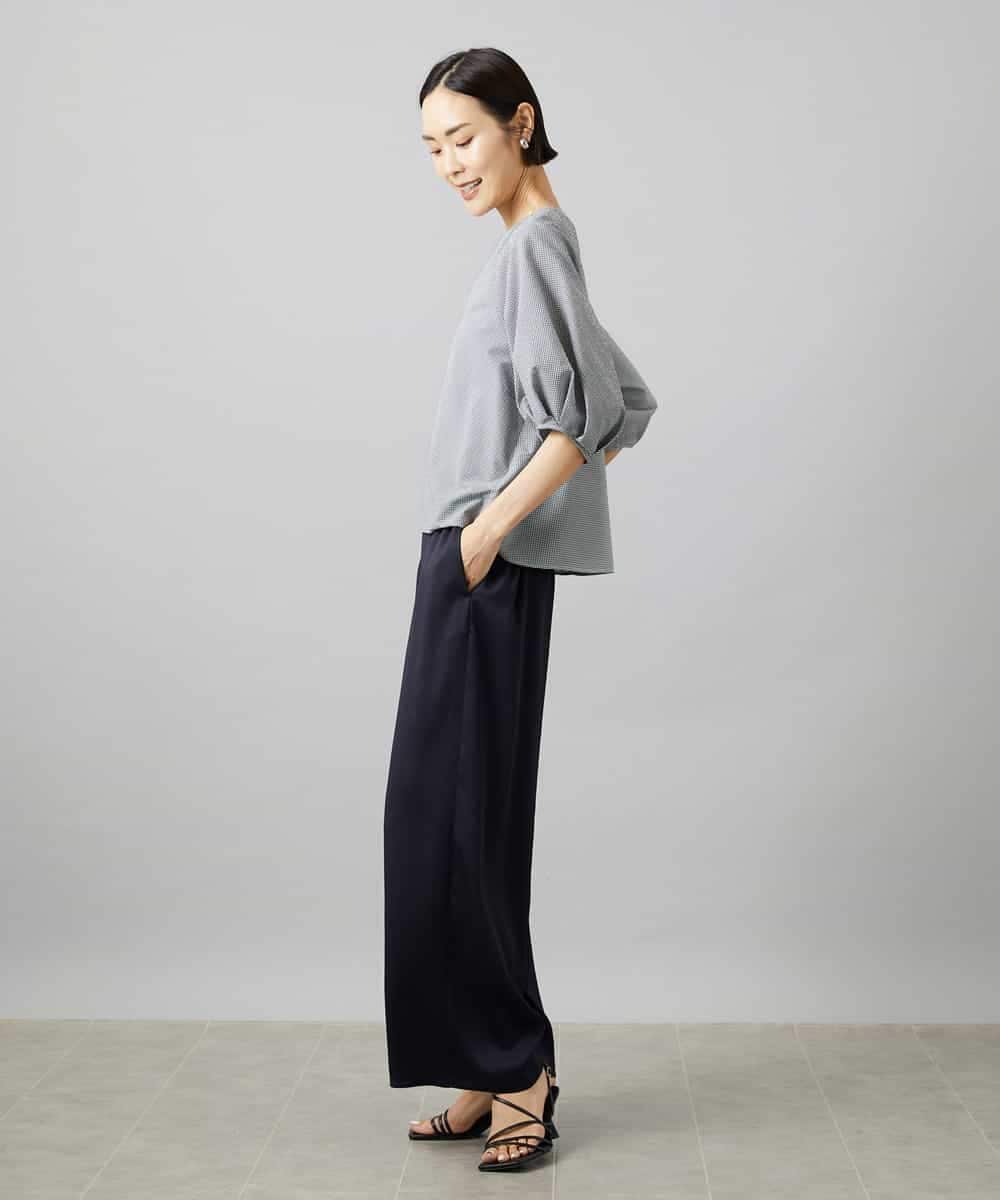 FMBID09230 MICHEL KLEIN(ミッシェルクラン) パフスリーブブラウス ライトブルー