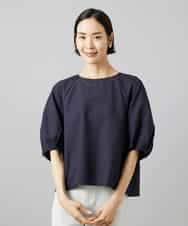 FMBID09230 MICHEL KLEIN(ミッシェルクラン) パフスリーブブラウス ネイビー