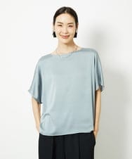 FMBJA02170 MICHEL KLEIN(ミッシェルクラン) [セットアップ対応]サテンオーバーブラウス ブラック