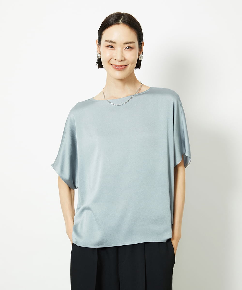 FMBJA02170 MICHEL KLEIN(ミッシェルクラン) [セットアップ対応]サテンオーバーブラウス ブラック