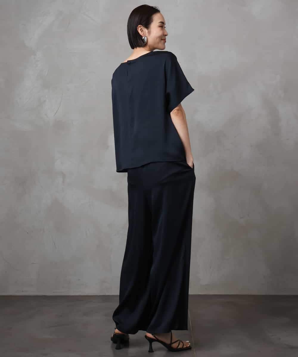 FMBJA02170 MICHEL KLEIN(ミッシェルクラン) [セットアップ対応]サテンオーバーブラウス ブラック