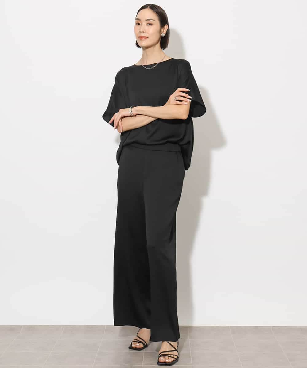 FMBJA02170 MICHEL KLEIN(ミッシェルクラン) [セットアップ対応]サテンオーバーブラウス ブラック