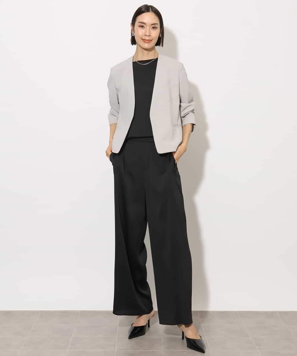 FMBJA02170 MICHEL KLEIN(ミッシェルクラン) [セットアップ対応]サテンオーバーブラウス ブラック