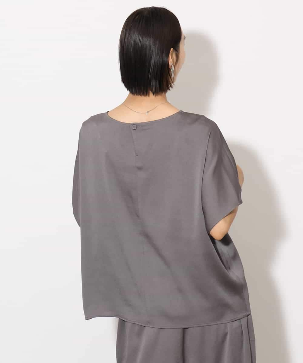 FMBJA02170 MICHEL KLEIN(ミッシェルクラン) [セットアップ対応]サテンオーバーブラウス ブラック