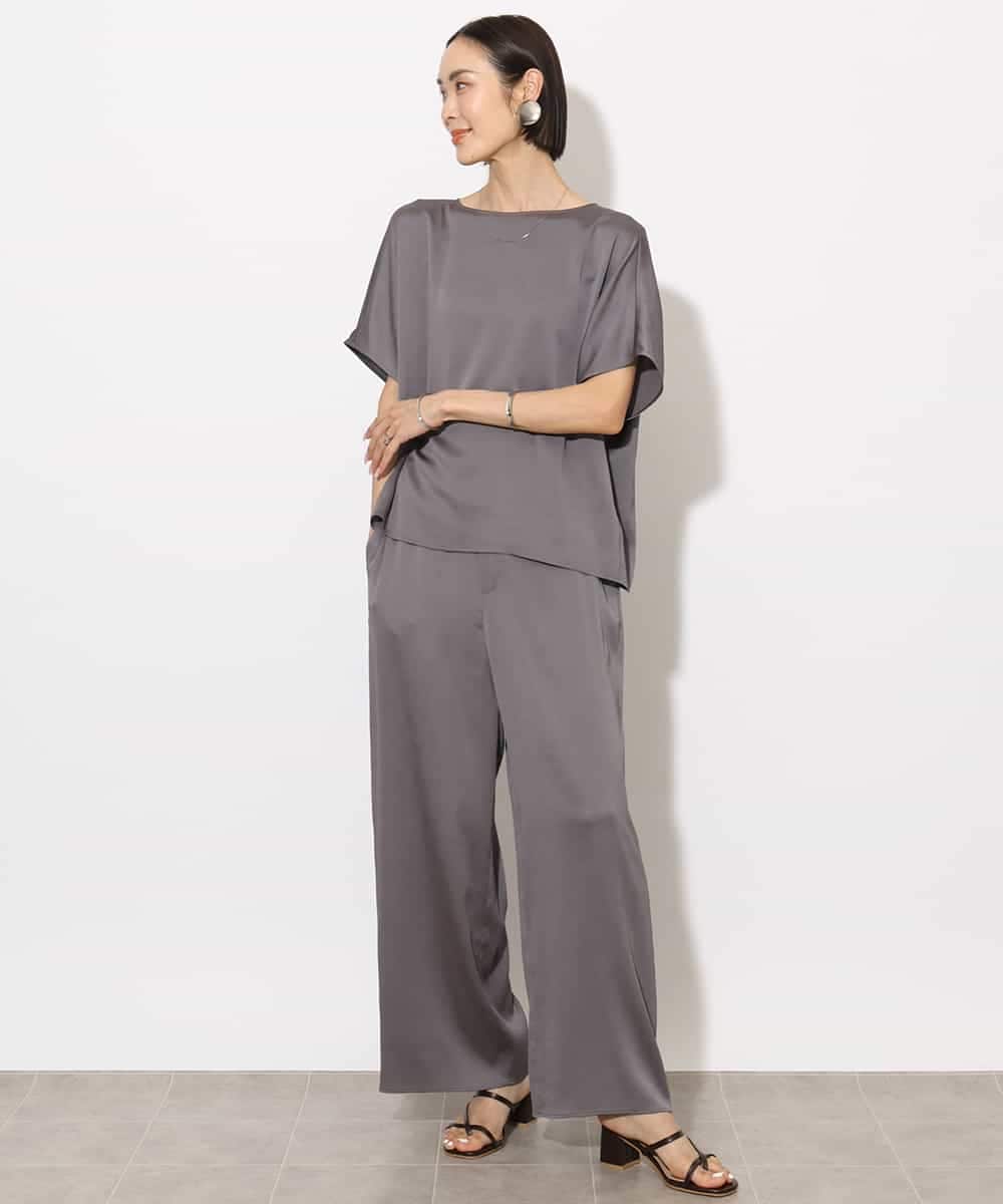FMBJA02170 MICHEL KLEIN(ミッシェルクラン) [セットアップ対応]サテンオーバーブラウス ブラック