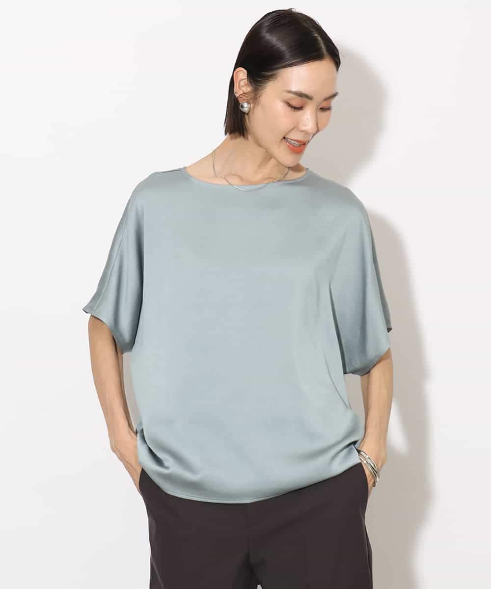 FMBJA02170 MICHEL KLEIN(ミッシェルクラン) [セットアップ対応]サテンオーバーブラウス ブラック