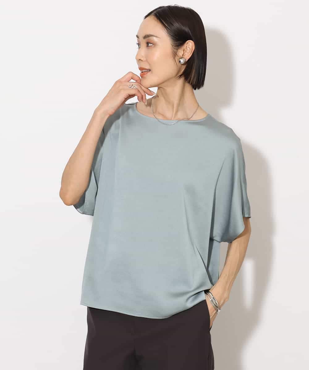 FMBJA02170 MICHEL KLEIN(ミッシェルクラン) [セットアップ対応]サテンオーバーブラウス ブラック