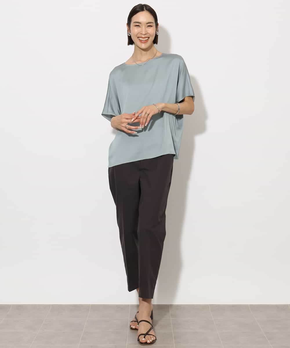 FMBJA02170 MICHEL KLEIN(ミッシェルクラン) [セットアップ対応]サテンオーバーブラウス ブラック