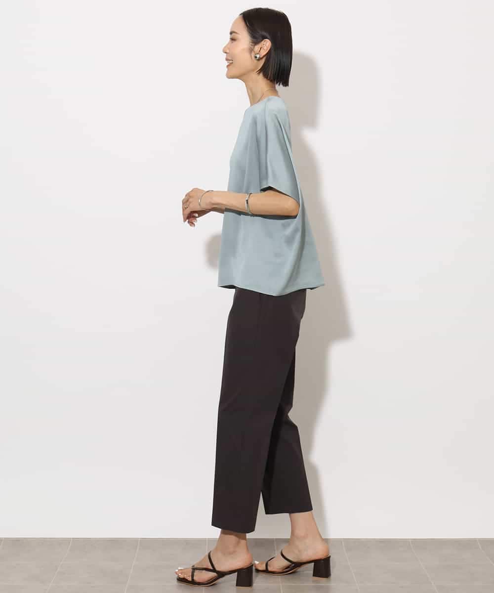 FMBJA02170 MICHEL KLEIN(ミッシェルクラン) [セットアップ対応]サテンオーバーブラウス ブラック