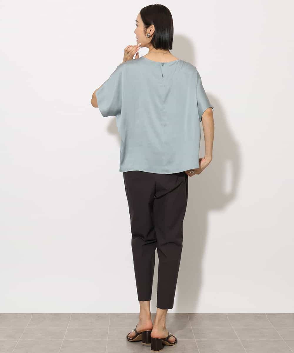 FMBJA02170 MICHEL KLEIN(ミッシェルクラン) [セットアップ対応]サテンオーバーブラウス ブラック