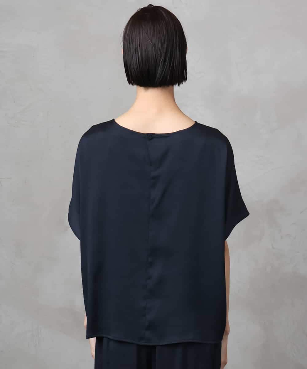 FMBJA02170 MICHEL KLEIN(ミッシェルクラン) [セットアップ対応]サテンオーバーブラウス ブラック
