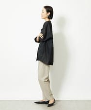 FMBJA03200 MICHEL KLEIN(ミッシェルクラン) バンドカラーシアーブラウス ブルー