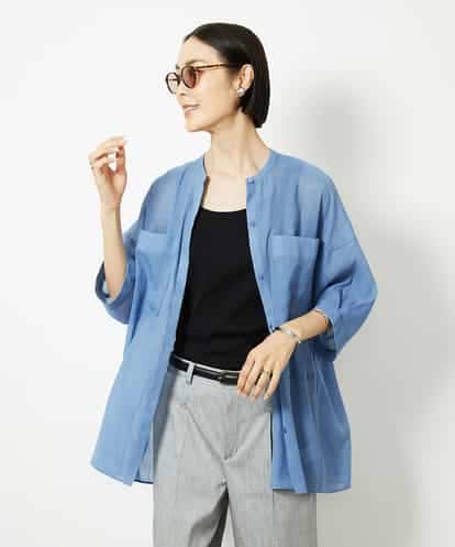 FMBJA03200 MICHEL KLEIN バンドカラーシアーブラウス