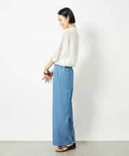 FMBJA03200 MICHEL KLEIN(ミッシェルクラン) バンドカラーシアーブラウス ブルー