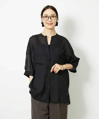 FMBJA03200 MICHEL KLEIN バンドカラーシアーブラウス