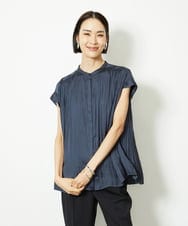 FMBJA06170 MICHEL KLEIN(ミッシェルクラン) ランダムプリーツブラウス ブルー