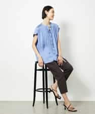 FMBJA06170 MICHEL KLEIN(ミッシェルクラン) ランダムプリーツブラウス ブルー