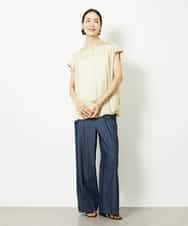 FMBJA06170 MICHEL KLEIN(ミッシェルクラン) ランダムプリーツブラウス ブルー