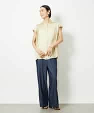 FMBJA06170 MICHEL KLEIN(ミッシェルクラン) ランダムプリーツブラウス ブルー