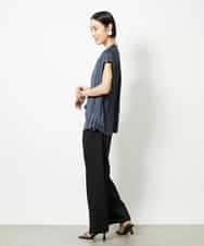 FMBJA06170 MICHEL KLEIN(ミッシェルクラン) ランダムプリーツブラウス ブルー