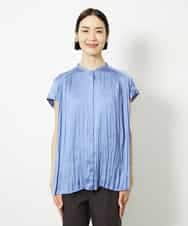 FMBJA06170 MICHEL KLEIN(ミッシェルクラン) ランダムプリーツブラウス ブルー