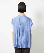 FMBJA06170 MICHEL KLEIN(ミッシェルクラン) ランダムプリーツブラウス ブルー