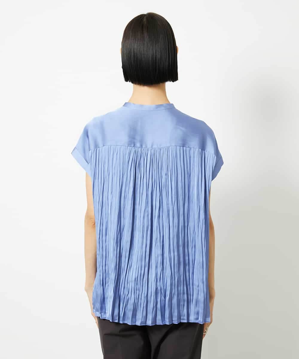 FMBJA06170 MICHEL KLEIN(ミッシェルクラン) ランダムプリーツブラウス ブルー