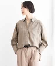 FMBJD01280 MICHEL KLEIN(ミッシェルクラン) [セットアップ対応]ラメチェックオーバーシャツ ベージュ