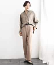 FMBJD01280 MICHEL KLEIN(ミッシェルクラン) [セットアップ対応]ラメチェックオーバーシャツ ベージュ