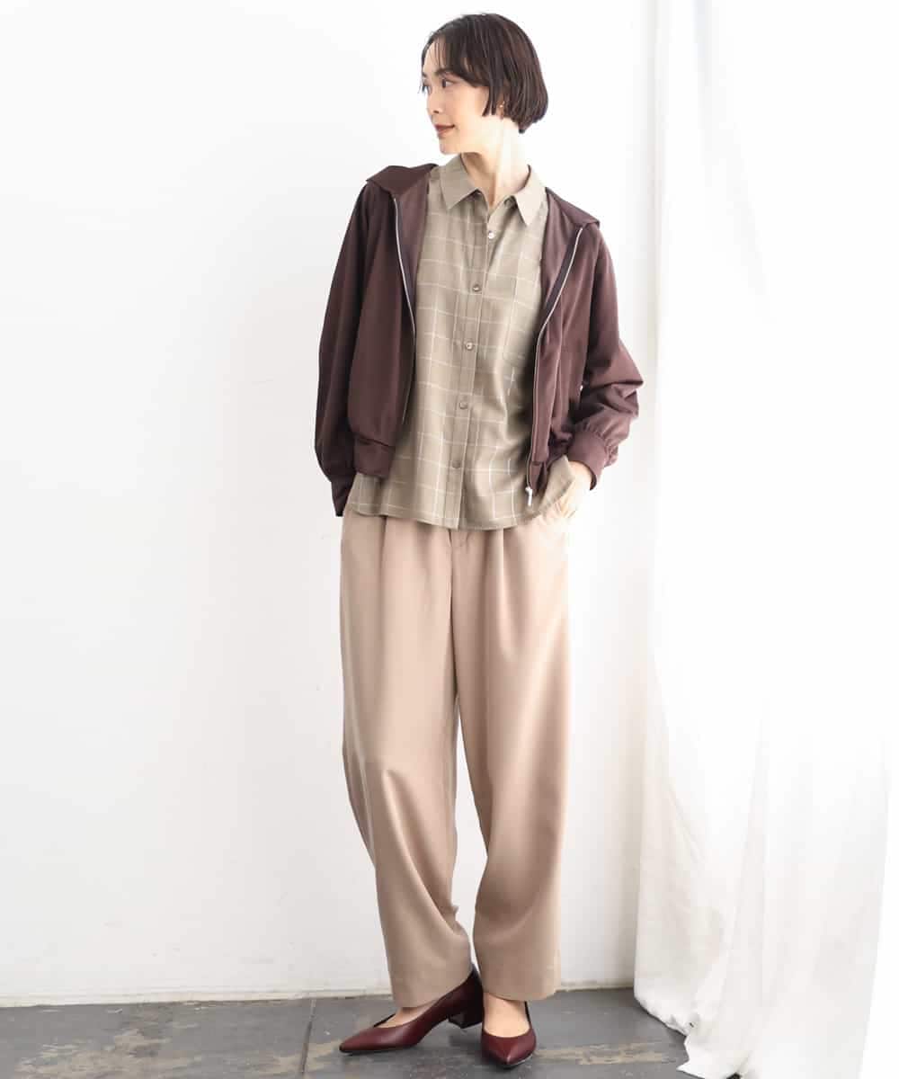 FMBJD01280 MICHEL KLEIN(ミッシェルクラン) [セットアップ対応]ラメチェックオーバーシャツ ベージュ