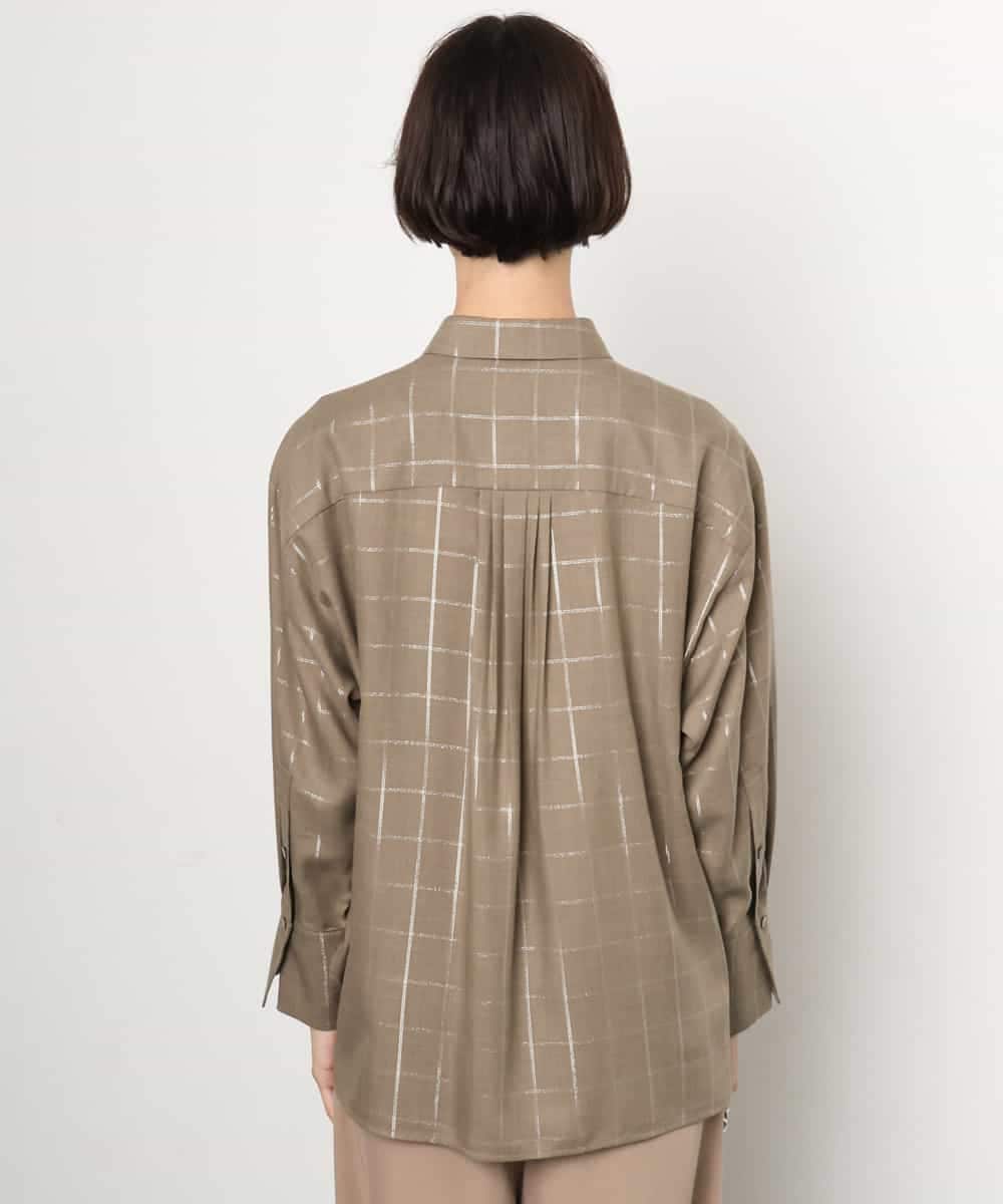 FMBJD01280 MICHEL KLEIN(ミッシェルクラン) [セットアップ対応]ラメチェックオーバーシャツ ベージュ