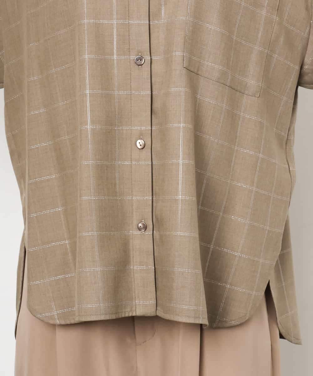 FMBJD01280 MICHEL KLEIN(ミッシェルクラン) [セットアップ対応]ラメチェックオーバーシャツ ベージュ