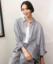 FMBJD01280 MICHEL KLEIN(ミッシェルクラン) [セットアップ対応]ラメチェックオーバーシャツ グレー