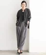 FMBJD02260 MICHEL KLEIN(ミッシェルクラン) シアーシャンブレーバンドカラーシャツ ブラック