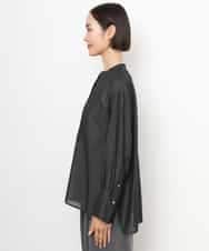 FMBJD02260 MICHEL KLEIN(ミッシェルクラン) シアーシャンブレーバンドカラーシャツ ブラック