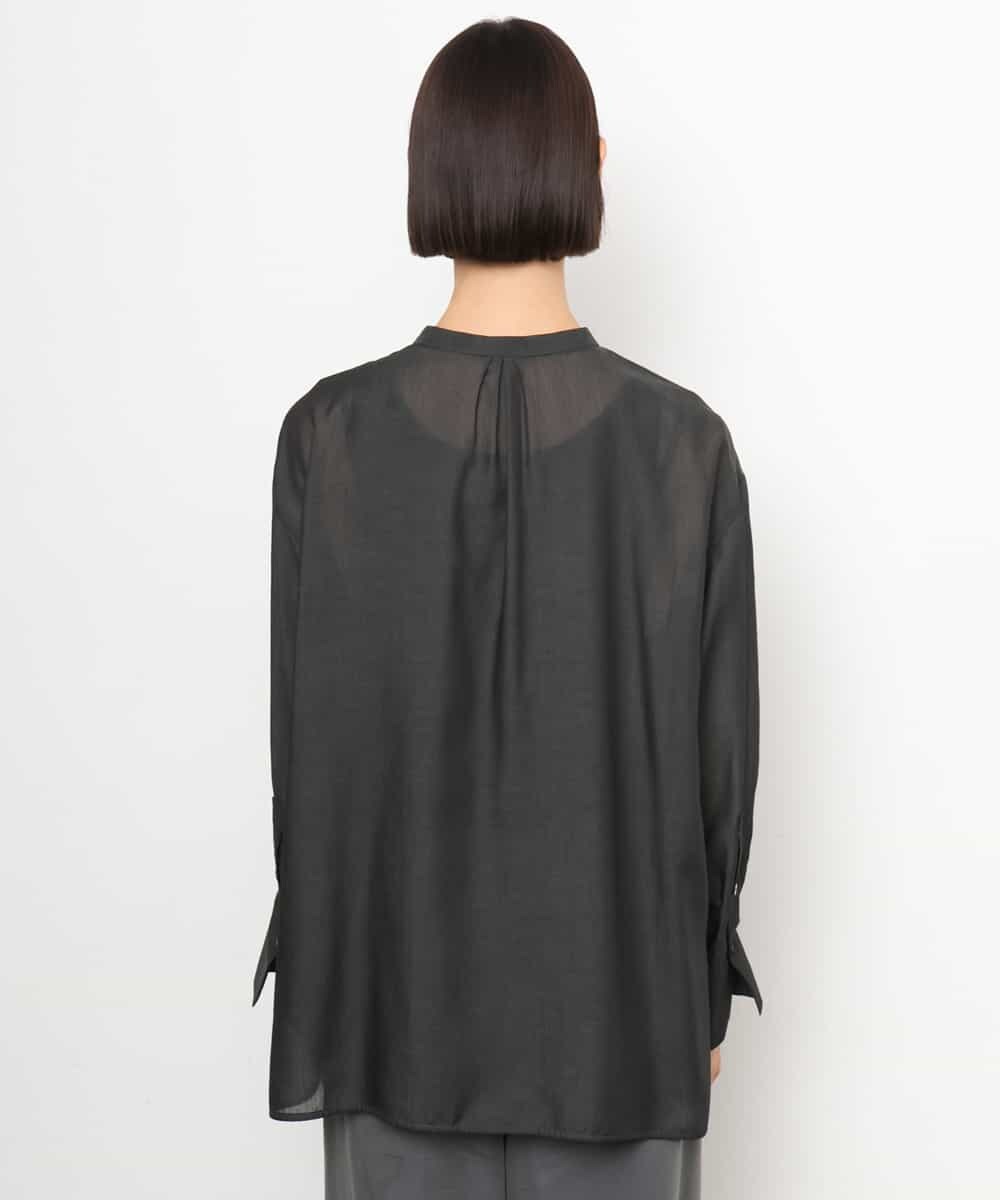 FMBJD02260 MICHEL KLEIN(ミッシェルクラン) シアーシャンブレーバンドカラーシャツ ブラック