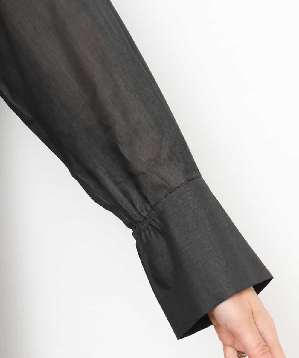 FMBJD02260 MICHEL KLEIN(ミッシェルクラン) シアーシャンブレーバンドカラーシャツ ブラック