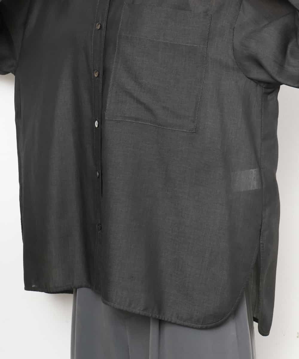 FMBJD02260 MICHEL KLEIN(ミッシェルクラン) シアーシャンブレーバンドカラーシャツ ブラック